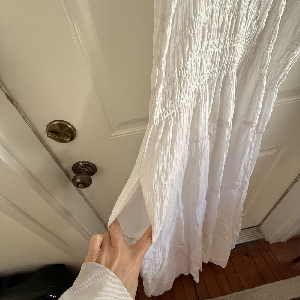 Abercrombie & Fitch White Smocked Maxi Dress XL Tall - Picture 8 of 8